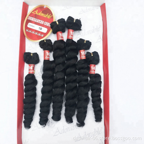cheap natural color synthetic weave hair packs,synthetic hair bundles in package,romance curl 6pcs loose wave